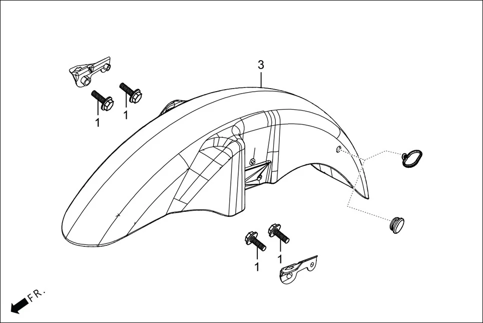 F-6-WO-T FRONT FENDER assembly diagram for Hero Passion Pro(March,2023)