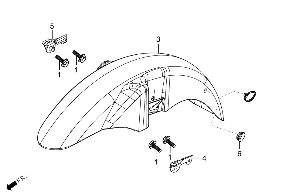 F-6-WT-DISC FRONT FENDER assembly diagram for Hero Passion Pro(March,2023)