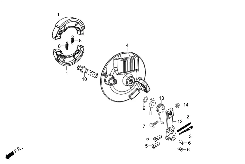 F-8-DRUM FR. BRAKE PANEL (DRUM) assembly diagram for Hero Passion Pro(March,2023)