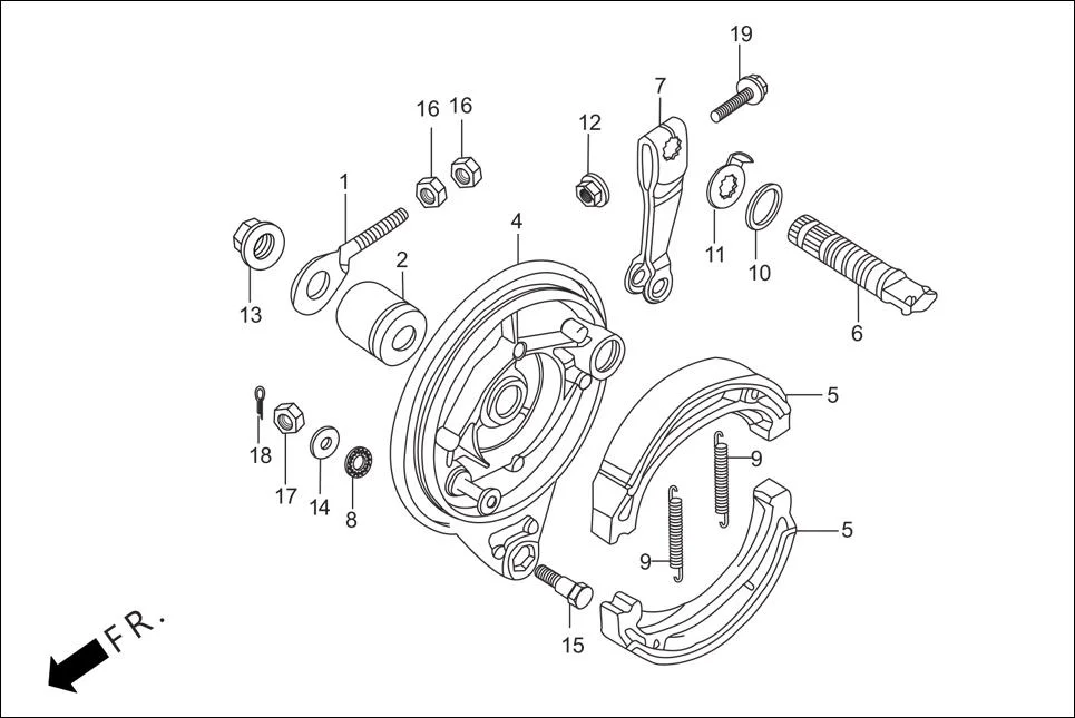F-10-SPOKE REAR BRAKE PANEL assembly diagram for Hero Passion Pro (Jan, 2014)