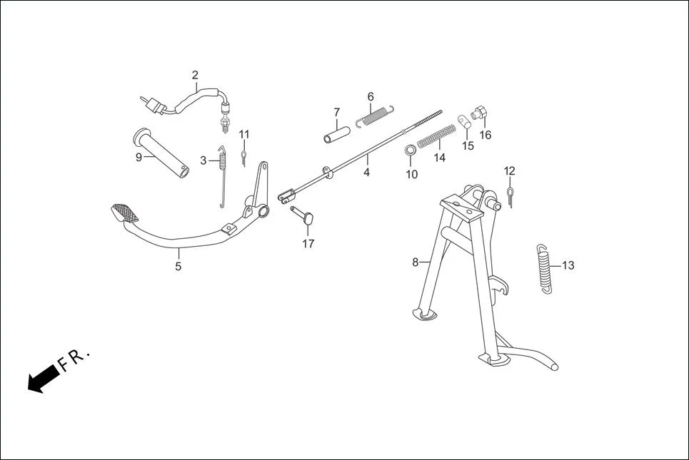 F-18-SELF MAIN STAND / BRAKE PEDAL assembly diagram for Hero Passion Pro (Jan, 2014)