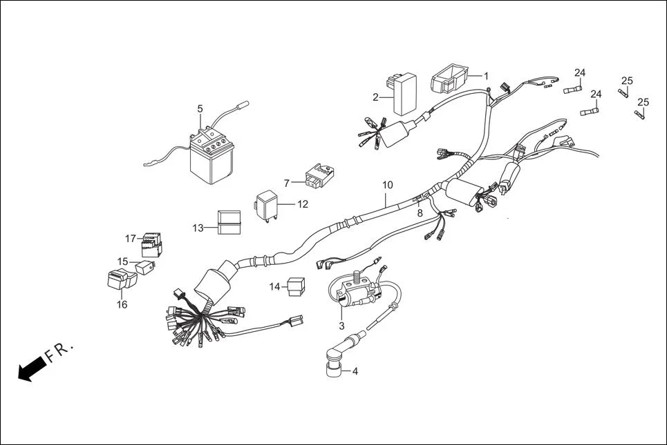 F-24-SELF WIRE HARNESS / BATTERY assembly diagram for Hero Passion Pro (Jan, 2014)