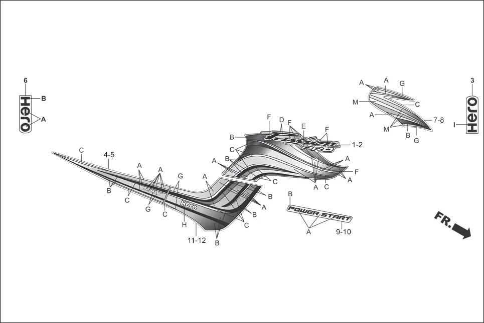 F-27-SELF STRIPES / MARKS / EMBLEM assembly diagram for Hero Passion Pro (Jan, 2014)