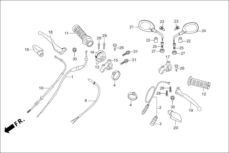 F-3-DRUM-KICK HANDEL LEVER / SWITCH / CONTROL CABLE assembly diagram for Hero Passion Pro (Jan, 2014)