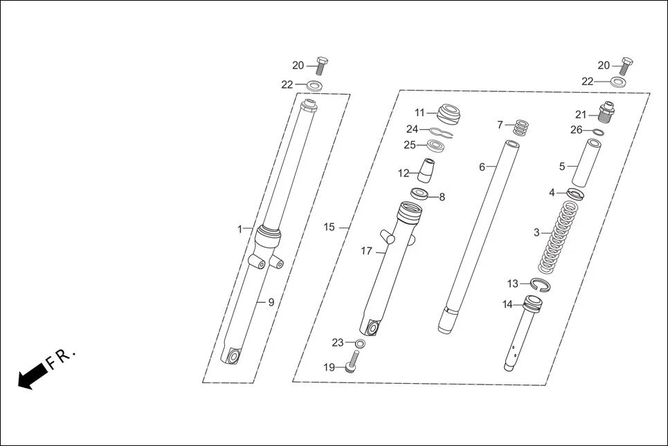 F-7-DRUM FRONT FORK diagram showing 51500-KWA-941