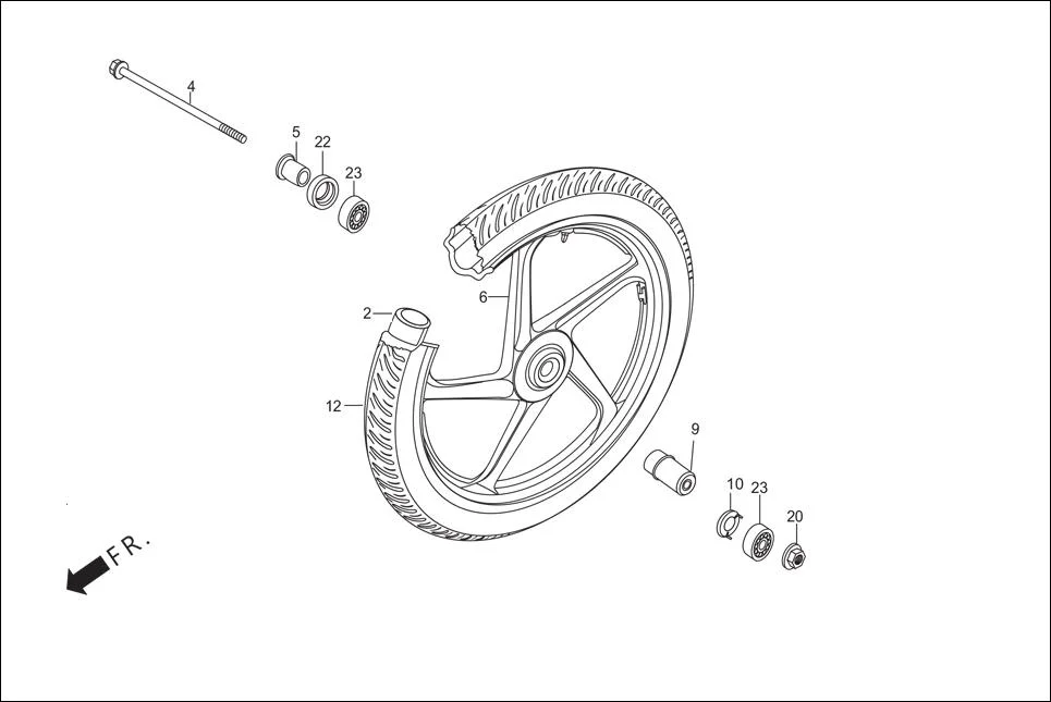 F-9-DRUM-CAST FRONT WHEEL assembly diagram for Hero Passion Pro (Jan, 2014)