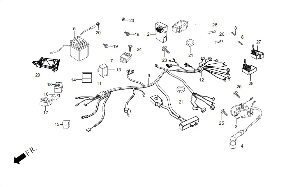 F-24-DRUM-KICK WIRE HARNESS/BATTERY diagram showing 31500-KWS-801