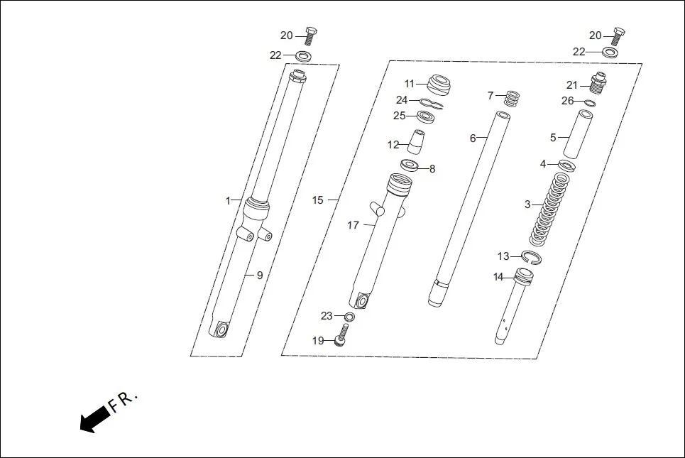 F-7-DRUM FRONT FORK diagram showing 90601-GF5-730