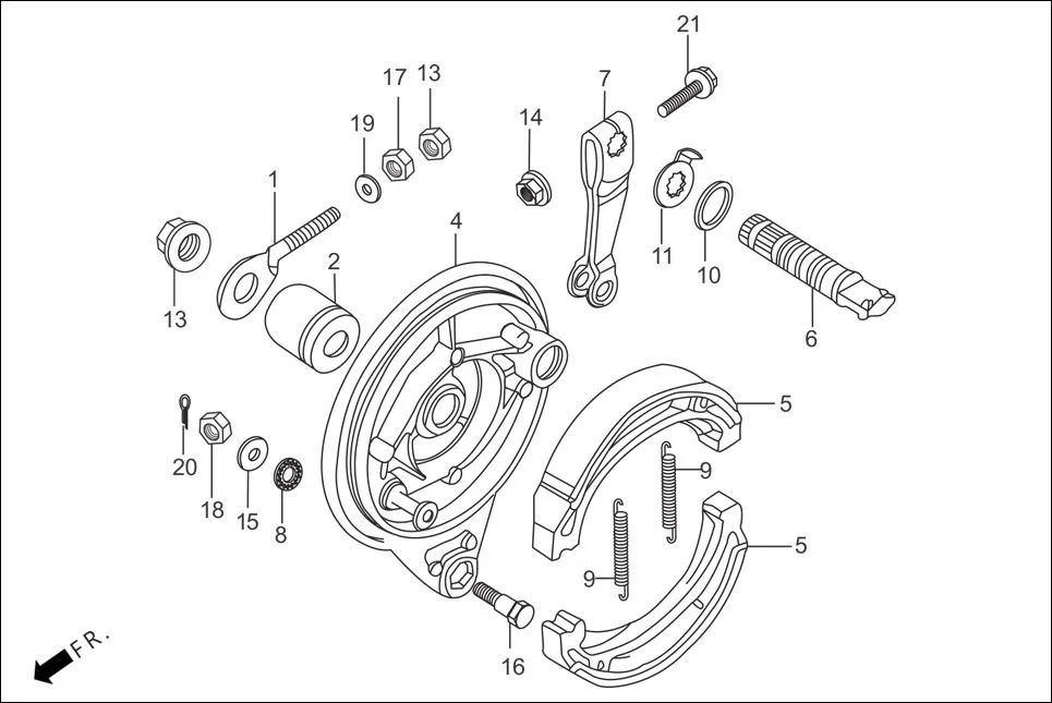 F-10-SPOKE REAR BRAKE PANEL assembly diagram for Hero Passion Pro (June, 2015)