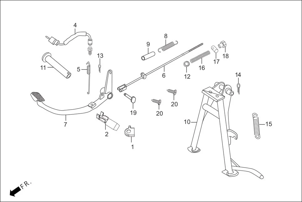 F-18-SELF MAIN STAND/PEDAL BRAKE assembly diagram for Hero Passion Pro (June, 2015)