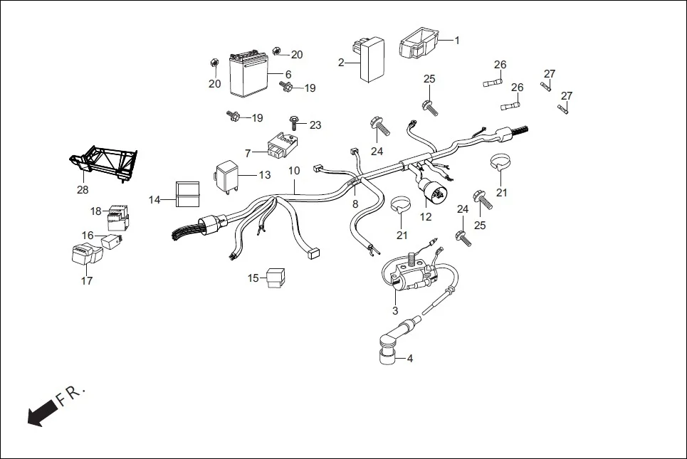 F-24-DRUM-SELF WIRE HARNESS/BATTERY diagram showing 90306-KVT-941