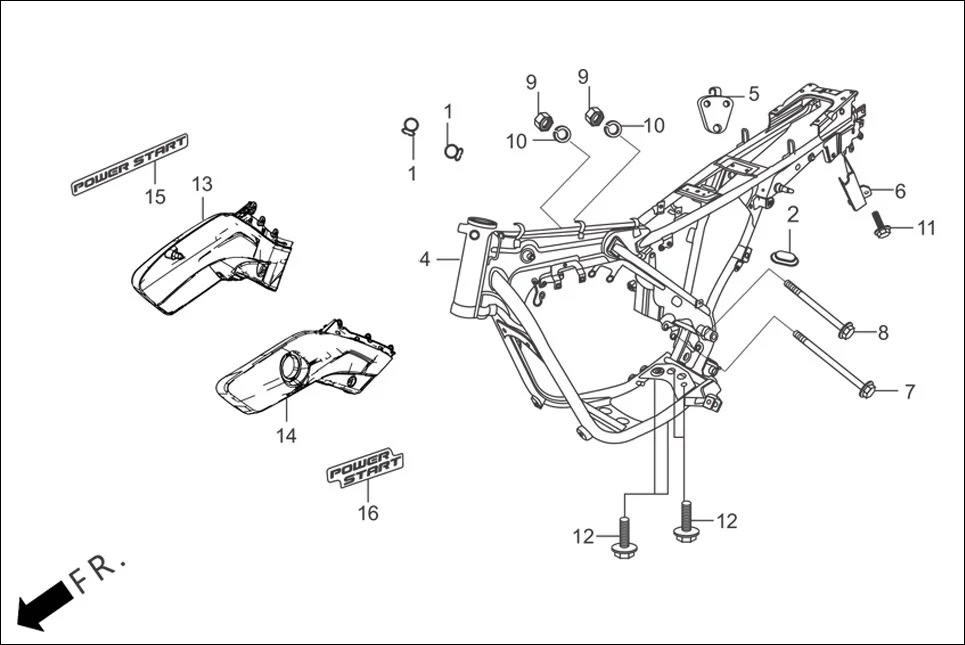 F-25-SELF FRAME BODY/UTILITY BOX assembly diagram for Hero Passion Pro (June, 2015)