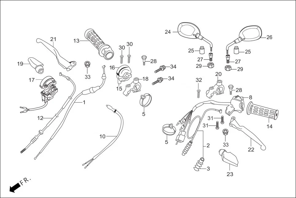 F-3-DRUM-KICK HANDLE LEVER/SWITCH/CONTROL CABLE assembly diagram for Hero Passion Pro (June, 2015)