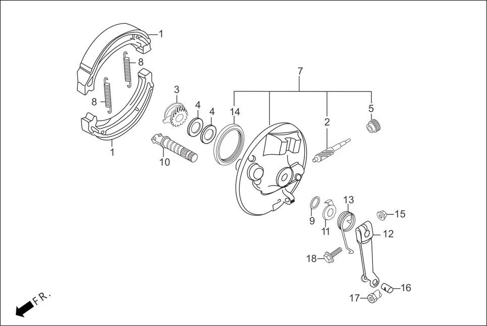 F-8-DRUM-SPOKE FRONT BRAKE PANEL assembly diagram for Hero Passion Pro (June, 2015)