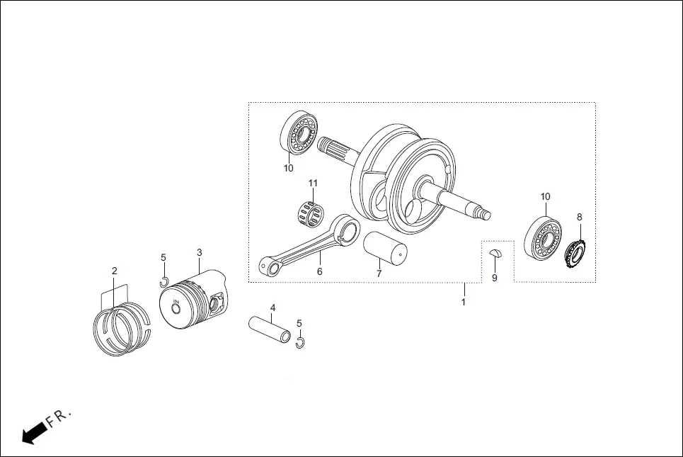 E-9 CRANKSHAFT/PISTON