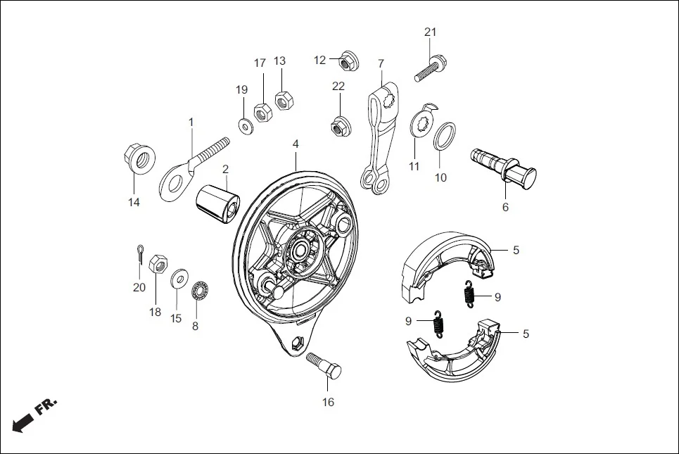 F-10-SPOKE REAR BRAKE PANEL diagram showing 43100-KTR-900