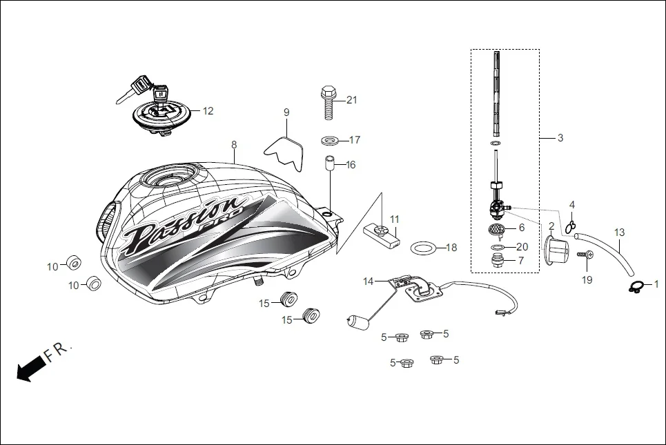 F-13 FUEL TANK diagram showing 95002-02100