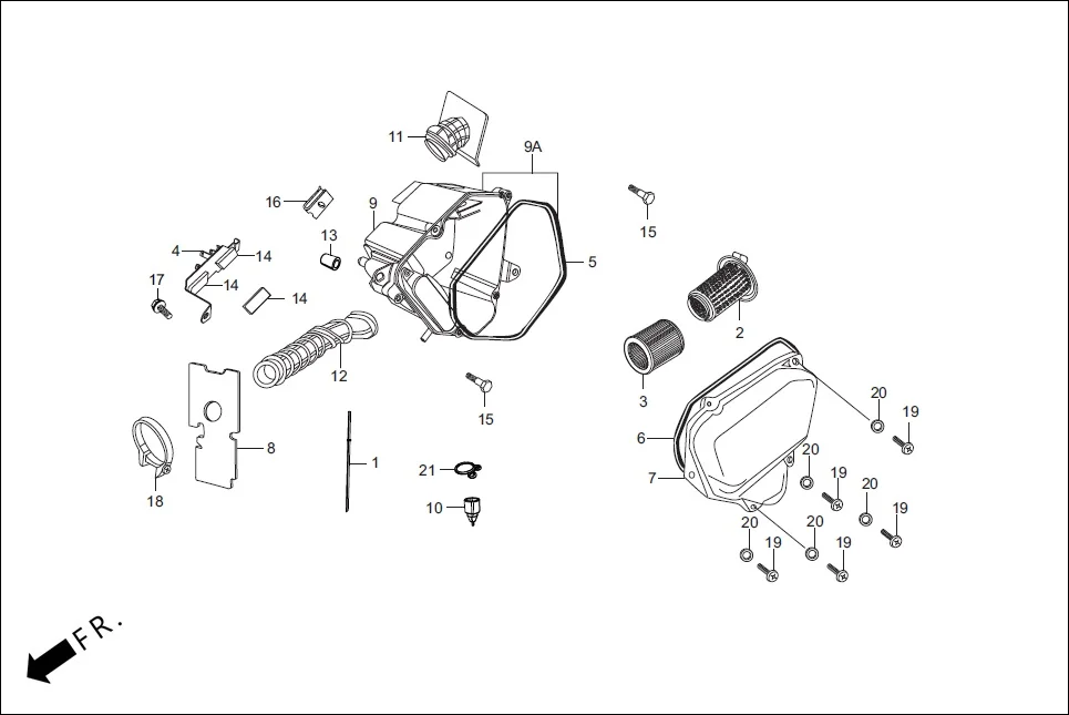 F-15 AIR CLEANER assembly diagram for Hero Passion Pro (Feb, 2017)