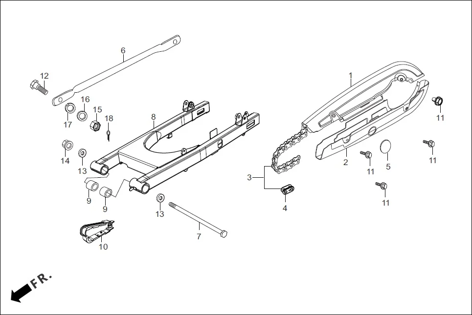 F-19 REAR FORK/CHAIN CASE diagram showing 94101-08000