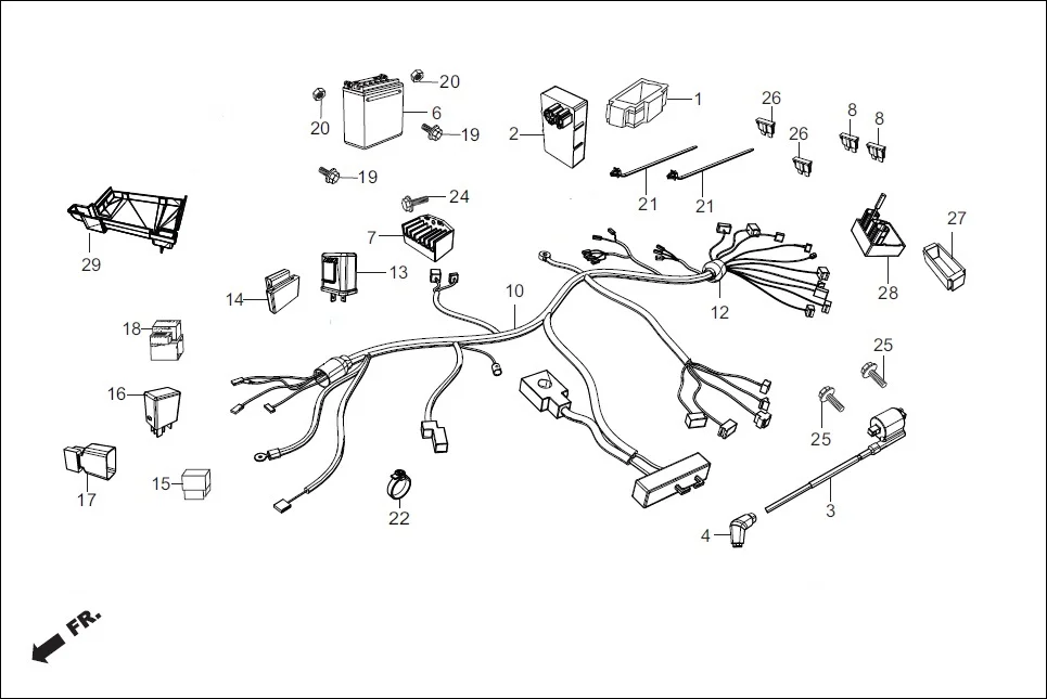 F-24-DISC-SELF WIRE HARNESS/BATTERY diagram showing 96001-06020-00