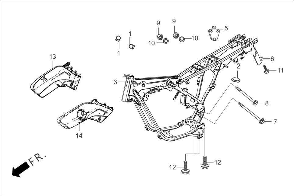 F-25-KICK FRAME BODY/UTILITY BOX assembly diagram for Hero Passion Pro (Feb, 2017)