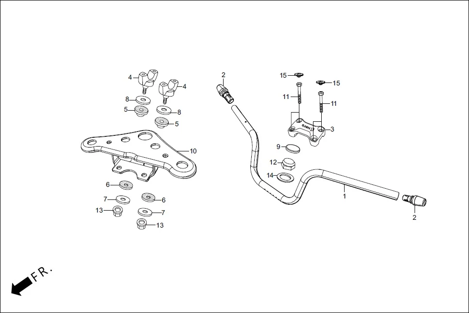 F-4-KICK HANDLE PIPE/TOP BRIDGE diagram showing 53100-AAC-000