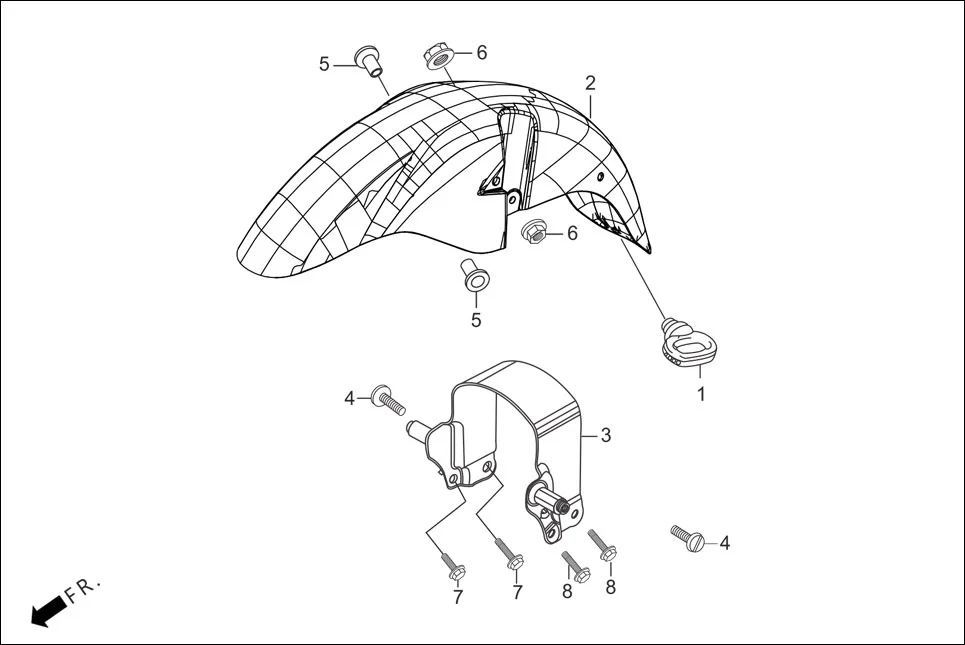 F-6 FRONT FENDER diagram showing 45451-KCC-900