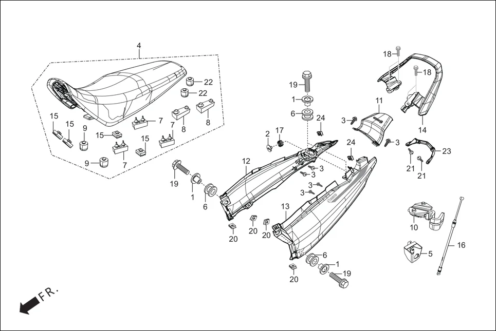 F-12 SEAT ASSY./REAR COWL/GRIP REAR diagram showing 95701-08030-07
