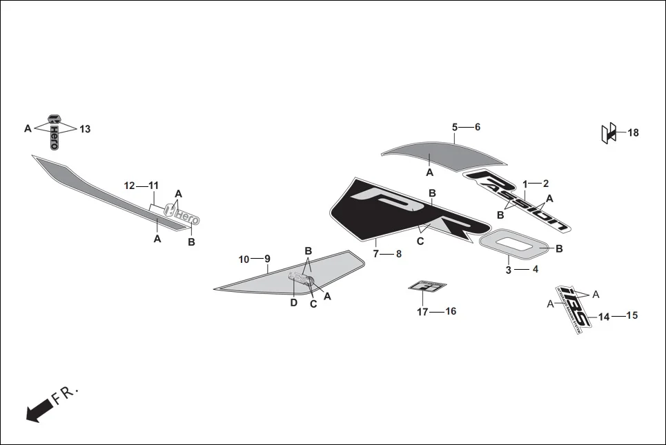 F-27 STRIPES/MARKS diagram showing 86830-AAF-400