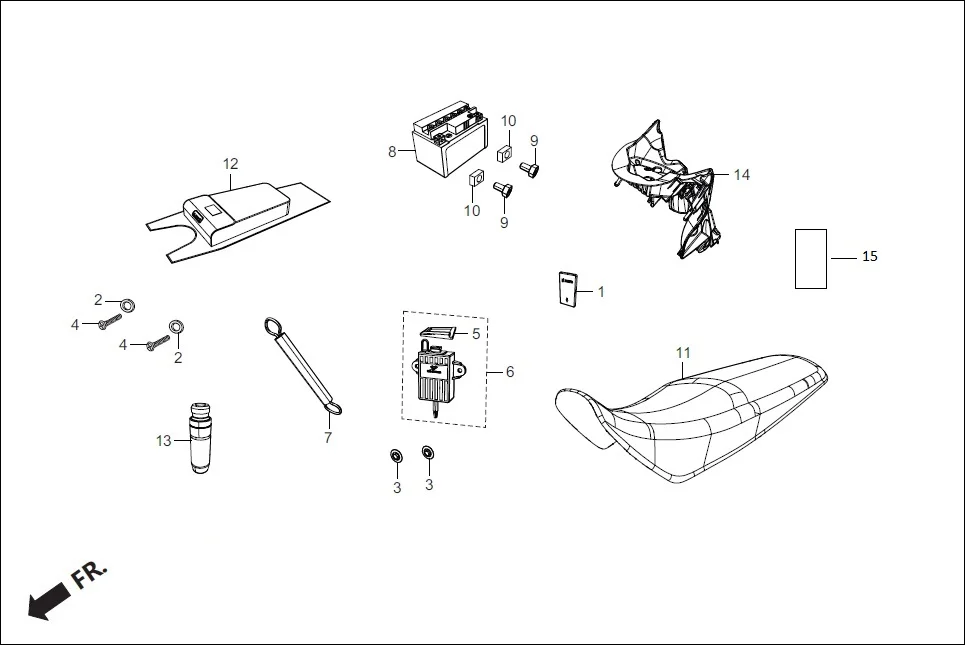F-29A BATTERY ASSY/USB CHARGER/COVER SEAT ASSY. (OPTIONAL) assembly diagram for Hero Passion Pro BSVI (Feb, 2020)