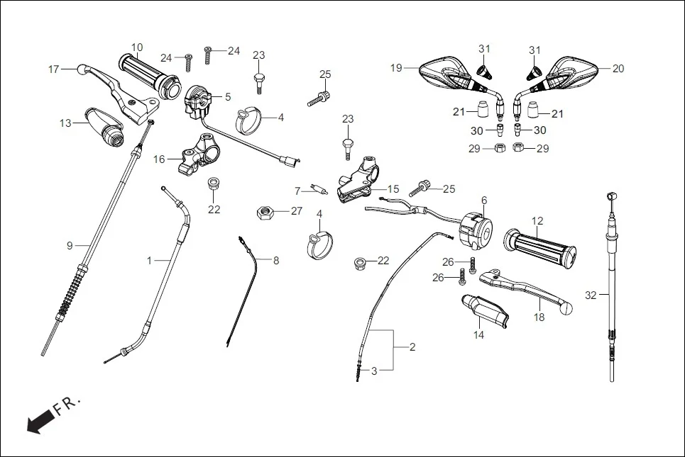 F-3-DRUM HANDLE LEVER/SWITCH/CONTROL CABLE diagram showing 45475-ABA-200