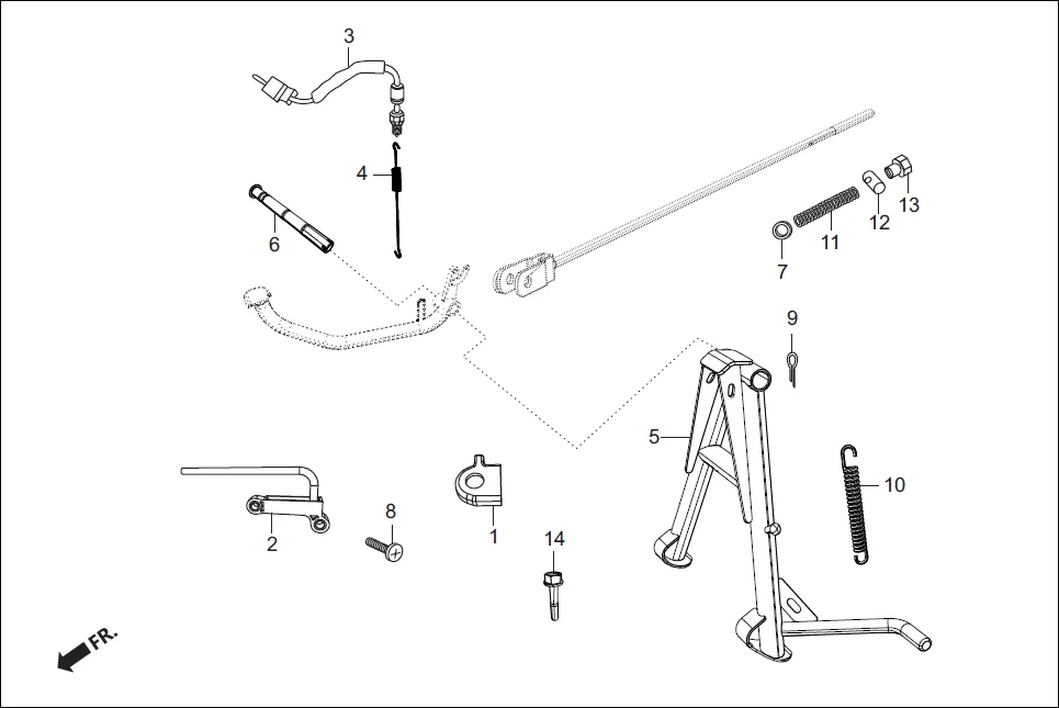 F-18-SELF MAIN STAND/PEDAL BRAKE assembly diagram for Hero Passion Pro (Jan, 2019)