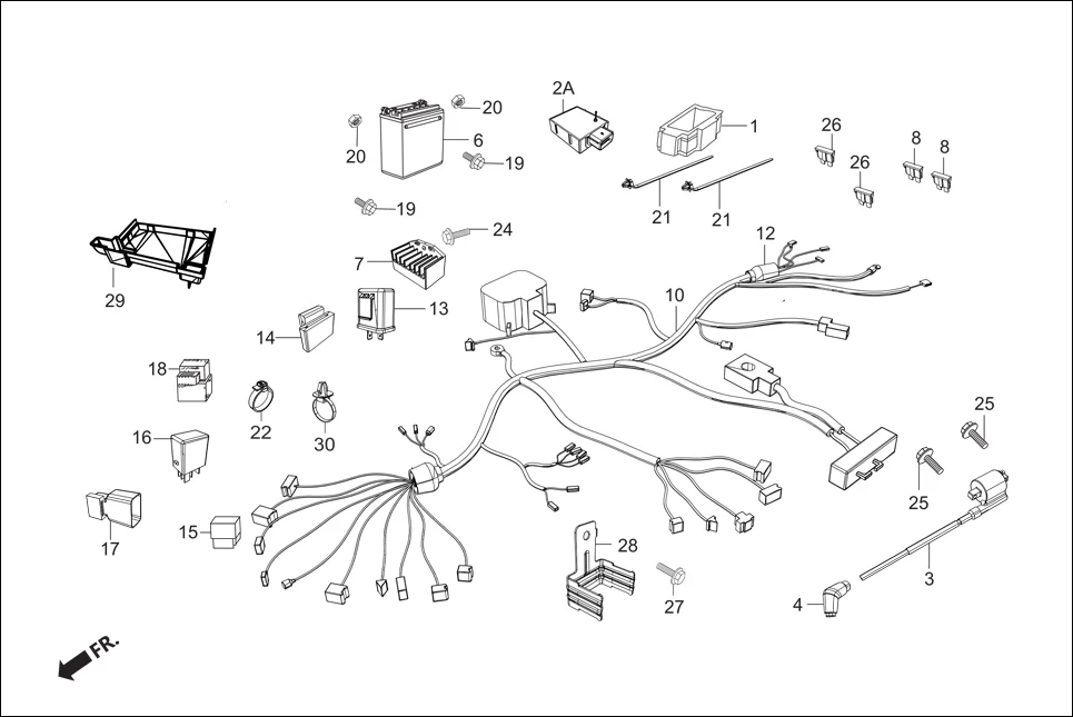 F-24-SELF WIRE HARNESS/BATTERY assembly diagram for Hero Passion Pro (Jan, 2019)