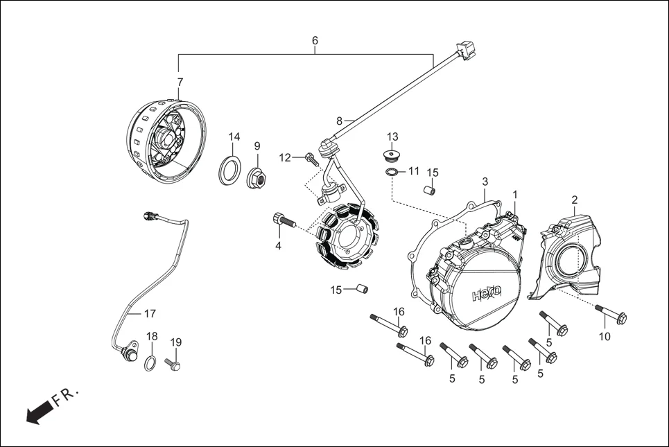 E-7A LEFT CRANKCASE COVER/ A.C. GEN. ASSY./SELF START