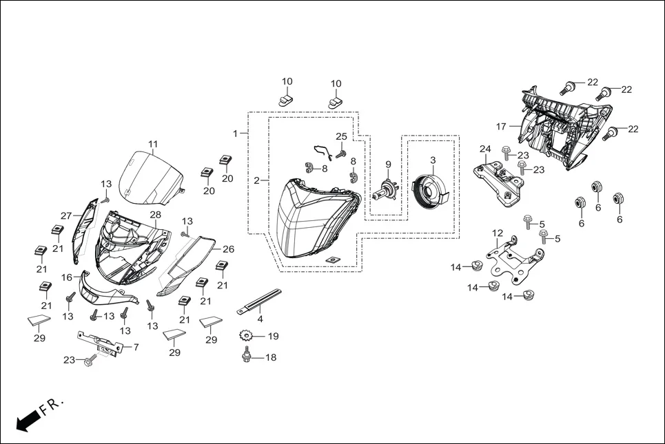 F-1-DRUM HEAD LIGHT diagram showing 61304-KRY-900