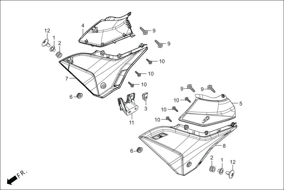 F-14 SIDE COVER assembly diagram for Hero Passion Pro BSVI (Jan, 2021)