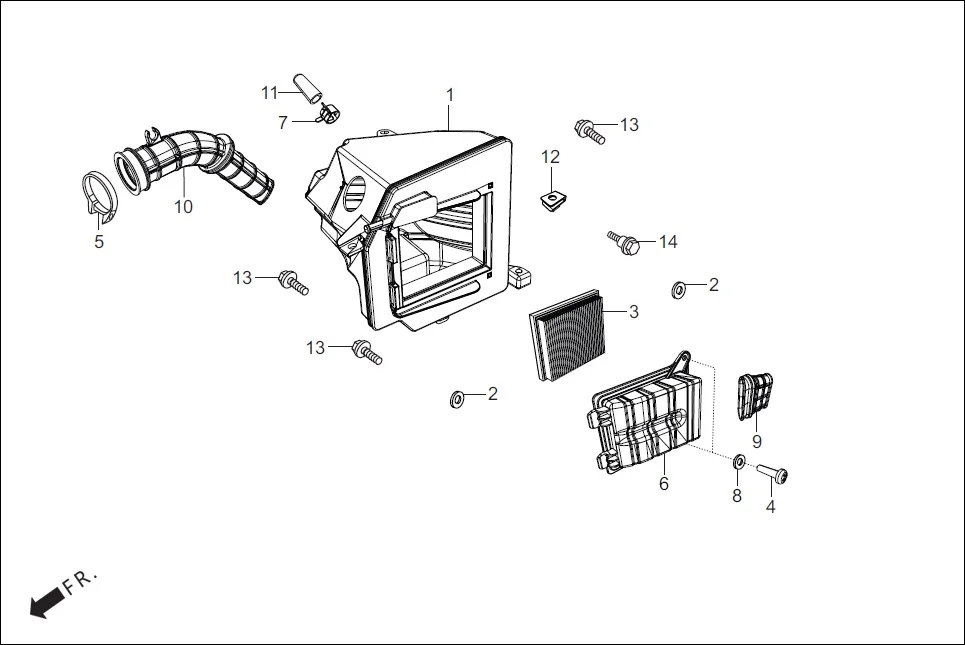 F-15 AIR CLEANER assembly diagram for Hero Passion Pro BSVI (Jan, 2021)