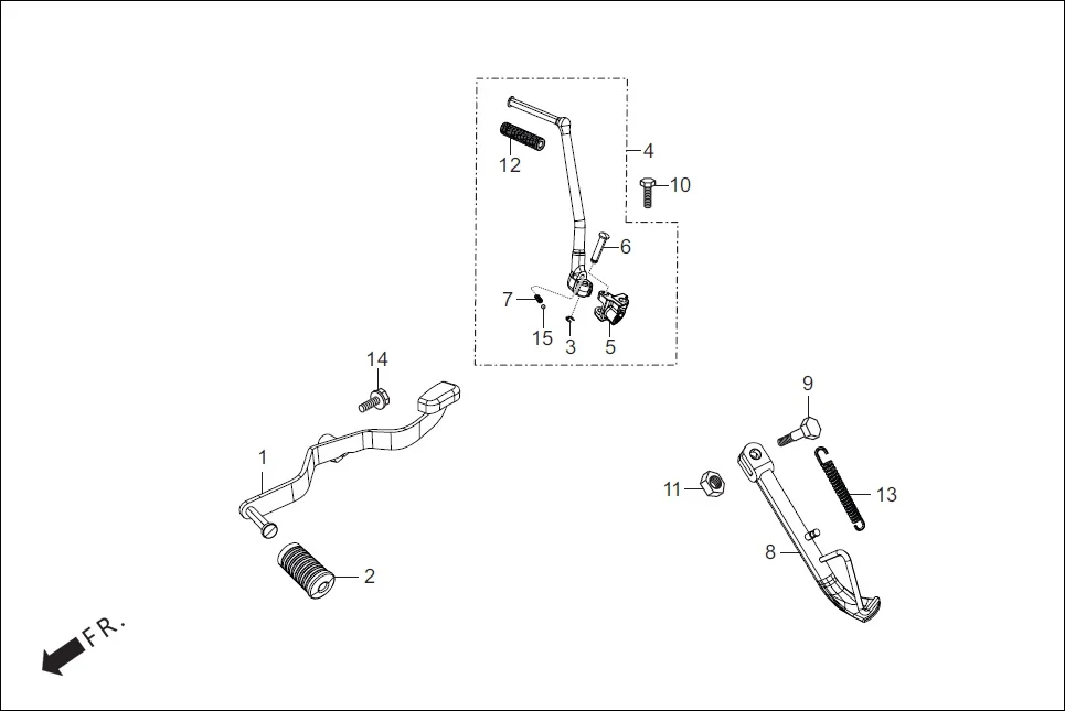 F-17A KICK STARTER/GEAR CHANGE PEDAL/SIDE STAND/ assembly diagram for Hero Passion Pro BSVI (Jan, 2021)