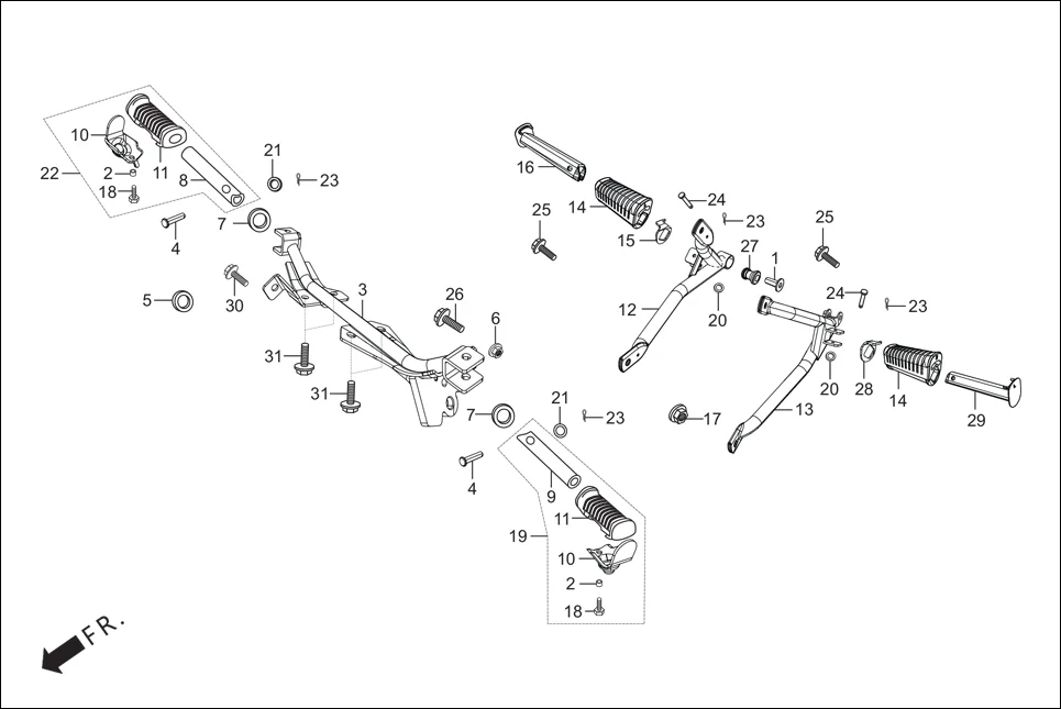F-17 STEP ASSY./PILLION STEP. assembly diagram for Hero Passion Pro BSVI (Jan, 2021)