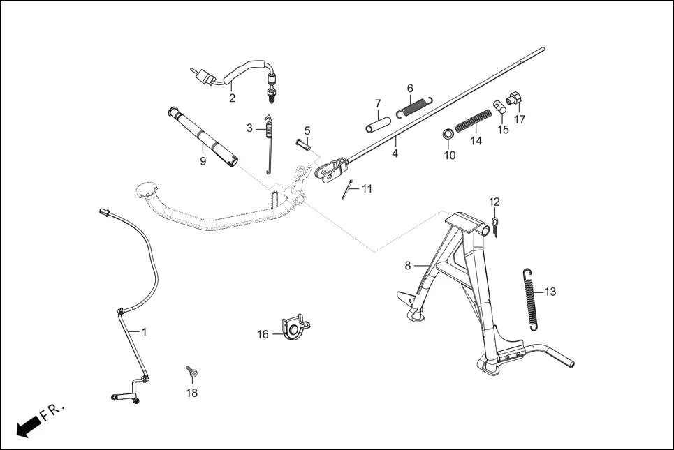 F-18 MAIN STAND/PEDAL BRAKE diagram showing 35140-AAN-B0099