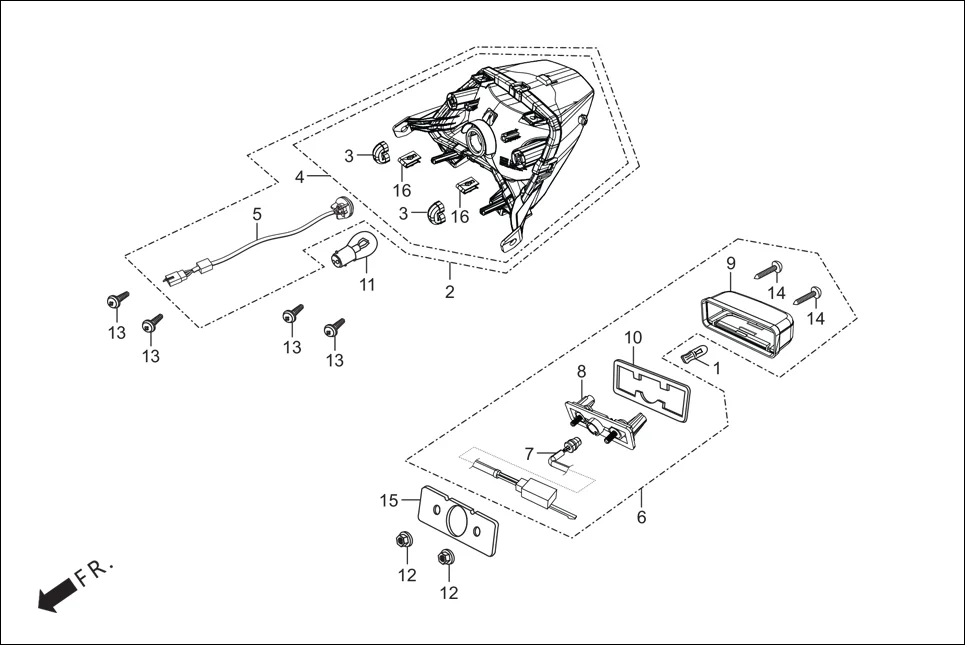 F-23 TAIL LIGHT assembly diagram for Hero Passion Pro BSVI (Jan, 2021)