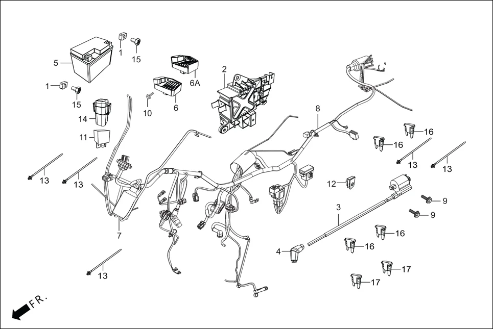 F-24 WIRE HARNESS/BATTERY assembly diagram for Hero Passion Pro BSVI (Jan, 2021)