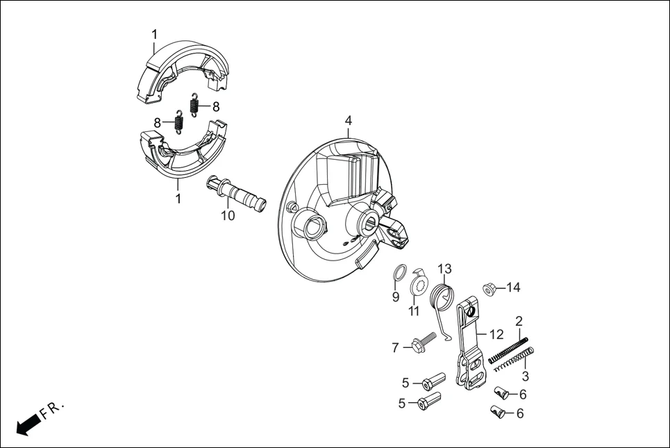 F-8-DRUM FR. BRAKE PANEL assembly diagram for Hero Passion Pro BSVI (Jan, 2021)