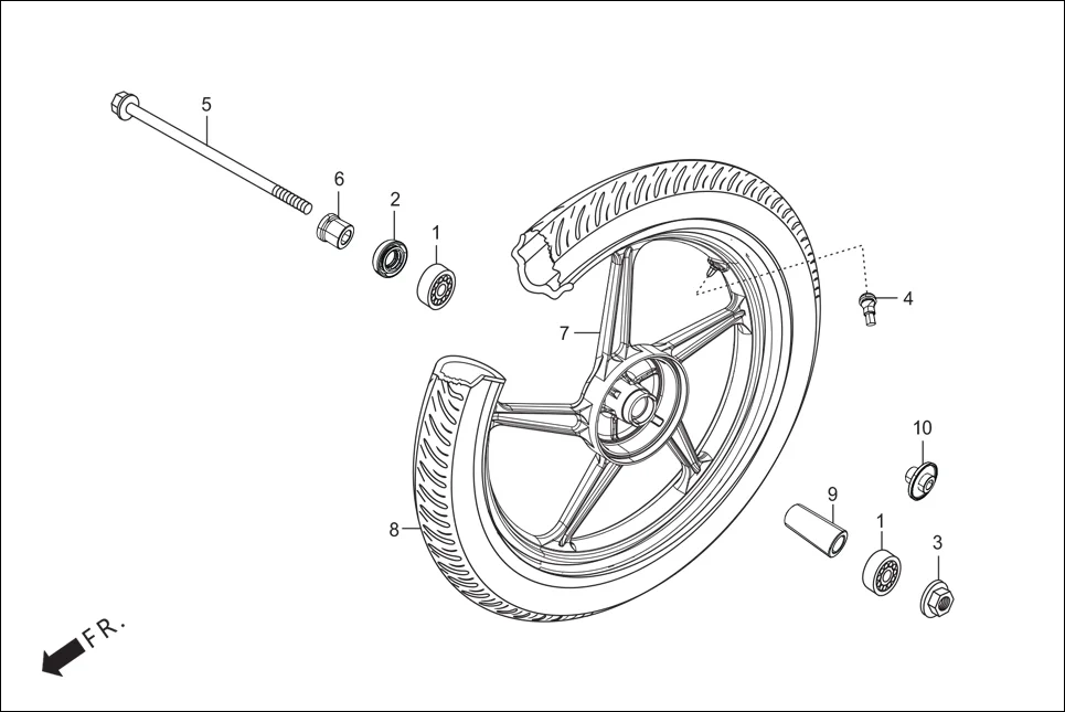 F-9-DRUM FRONT WHEEL (DRUM) assembly diagram for Hero Passion Pro BSVI (Jan, 2021)