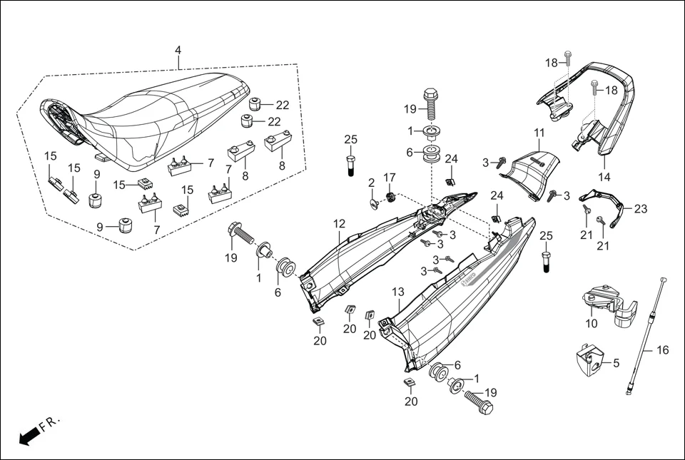 F-12 SEAT ASSY./REAR COWL/GRIP REAR diagram showing 90101-GE0-000