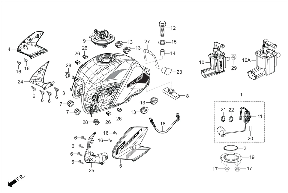 F-13 FUEL TANK diagram showing 83551-300-000