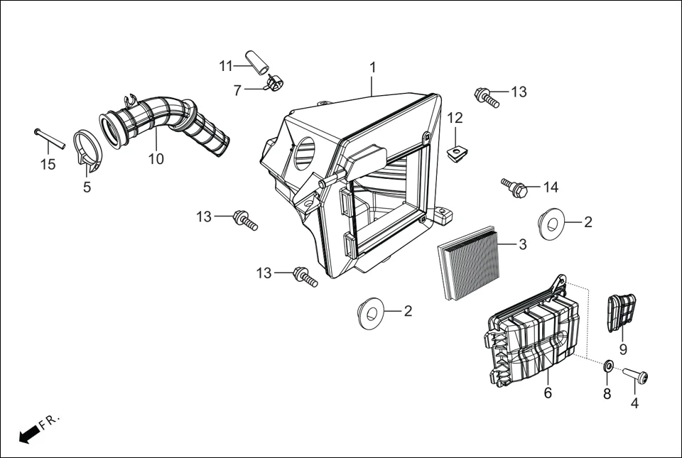 F-15 AIR CLEANER diagram showing 93500-05020-0A