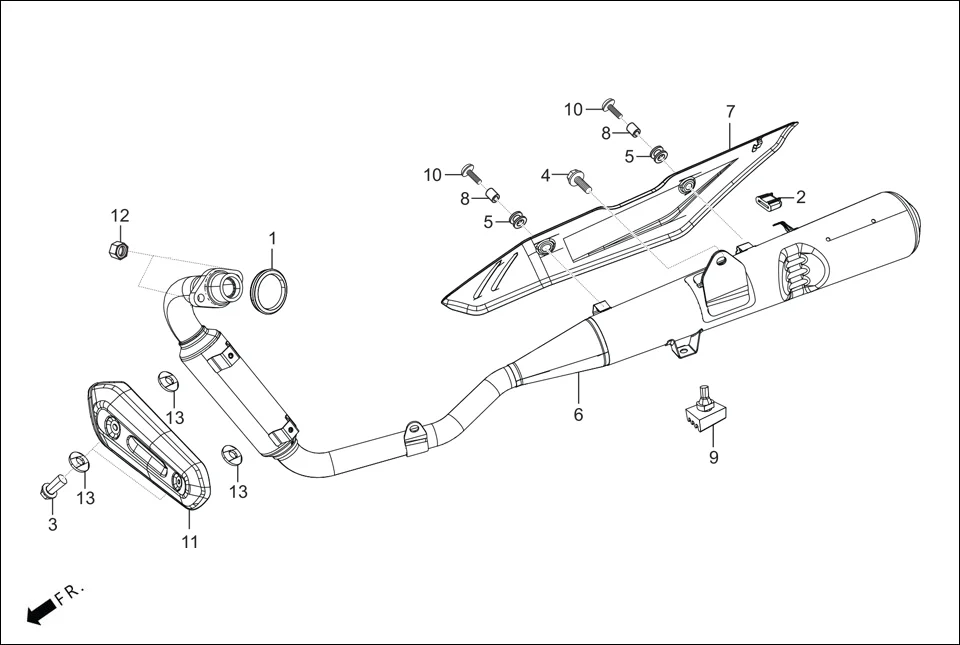 F-16 MUFFLER assembly diagram for Hero Passion Pro BSVI (Oct, 2021)