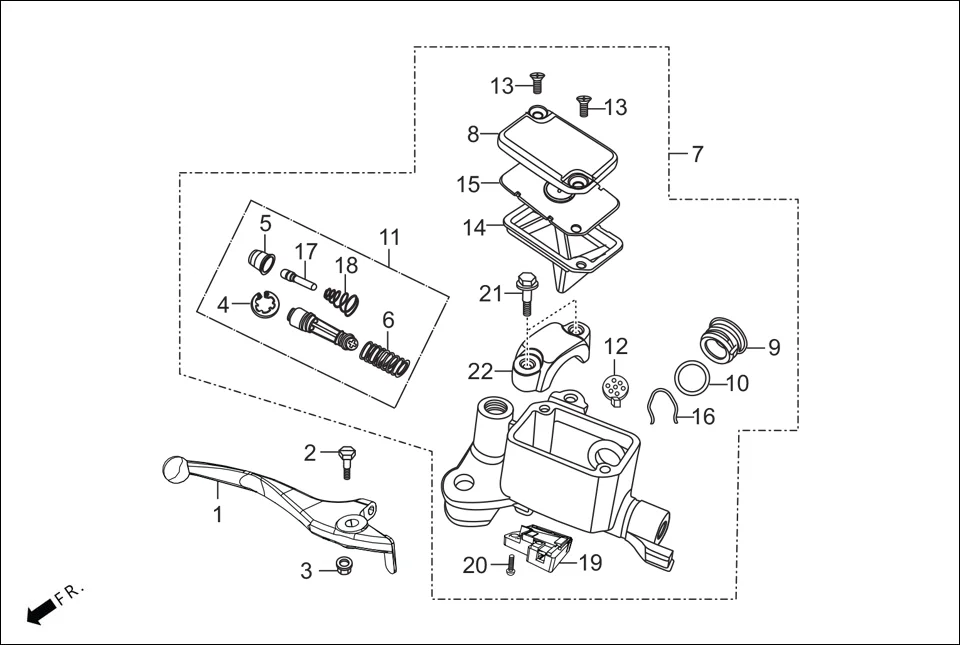 F-3A-DISC FRONT DISC BRAKE ASSY.(MASTER CYL.) diagram showing 45515-KVN-901