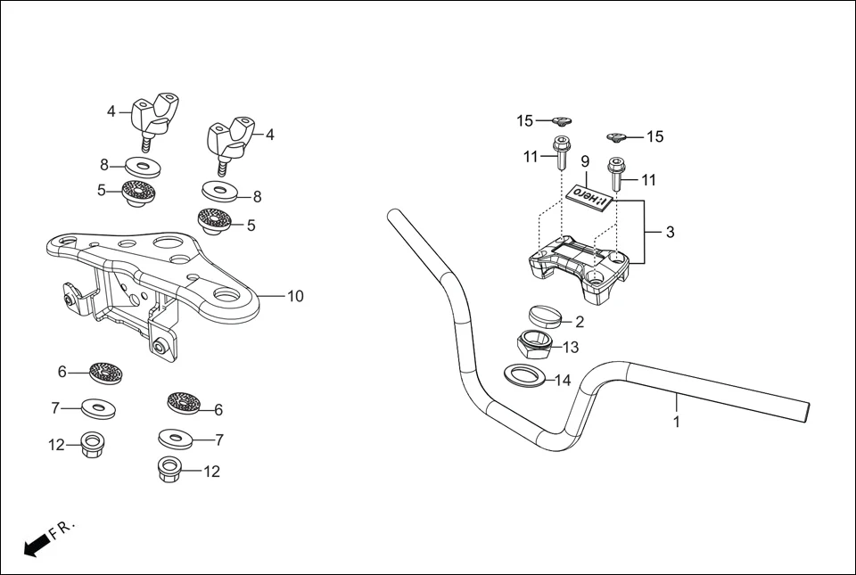 F-4 HANDLE PIPE/TOP BRIDGE assembly diagram for Hero Passion Pro BSVI (Oct, 2021)